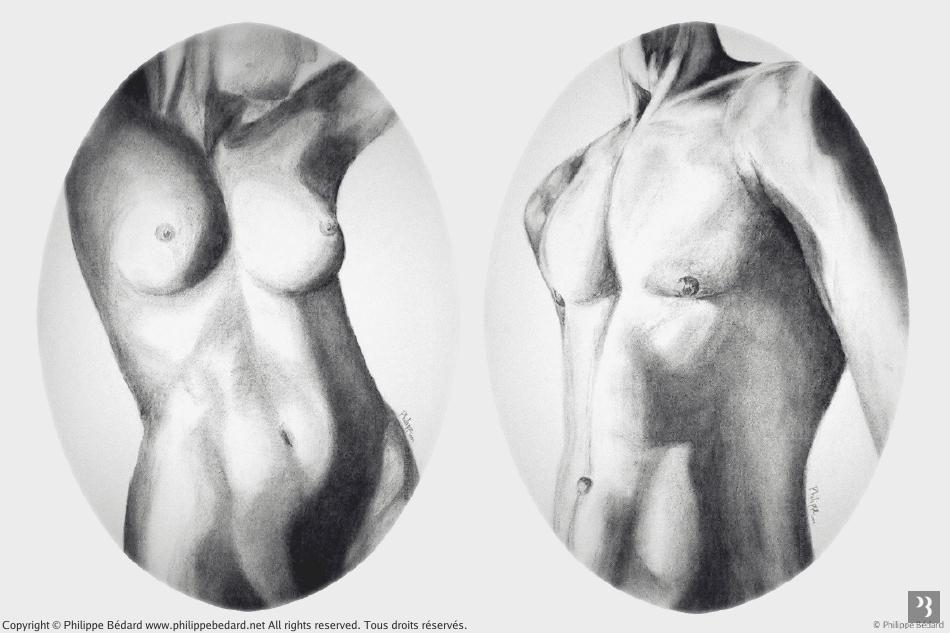 © Philippe Bédard / Naked Project (Charcoal on paper) 