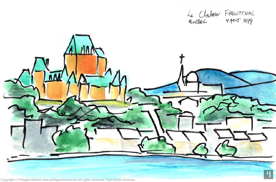 © Philippe Bédard / Le Château Frontenac (Watercolor and Ink Sketch) 