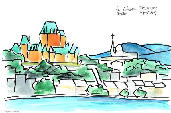 Le Château Frontenac (Watercolor and Ink Sketch)  © Philippe Bédard 
